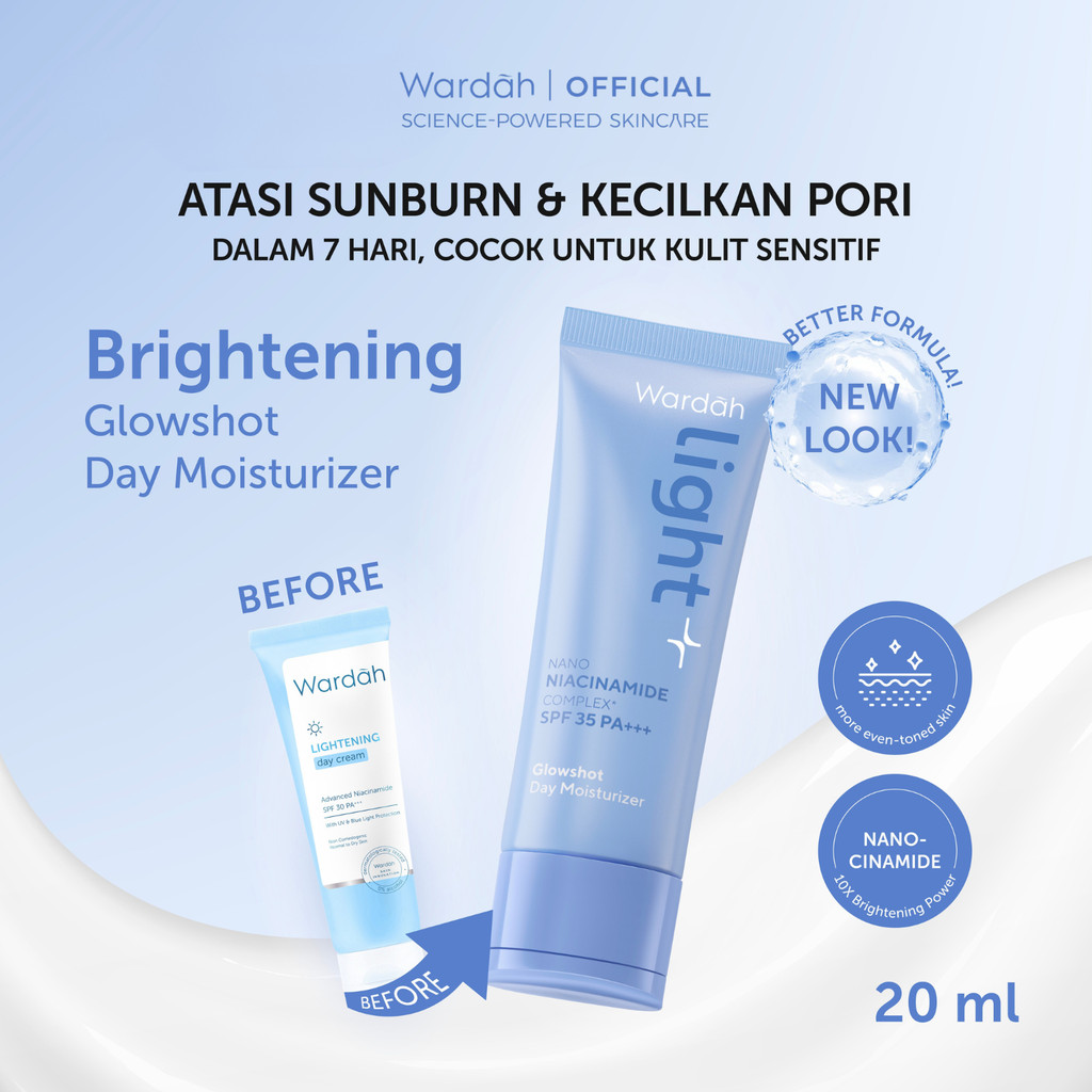 Wardah Lightplus Paket 2 pcs Day & Night Moisturzier 30 g - Glowshot Day Moisturizer, Intensive Moisturizer - Mencerahkan, Menjaga Skin Barrier, Menempelkan Makeup, Mengurangi Kemerahan, Menghidrasi Kulit, Lightening - Skincare - Gambar 2