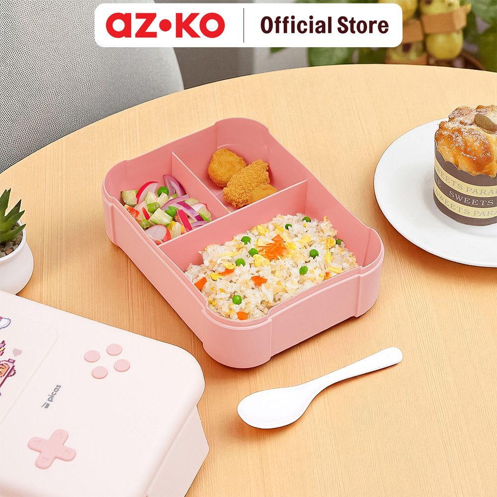 AZKO Picas Gamy Kotak Makan 3 Sekat Unicorn 1 Liter Bento Box Meal Container Tempat Bekal Lunch Box Kotak Bekal - Gambar 2
