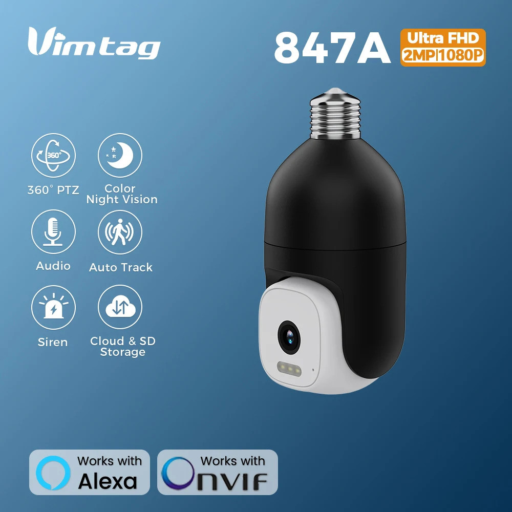 Trendy E27 Light Bulb Camera Wifi Outdoor Security Camera 360° Ptz Pir ...
