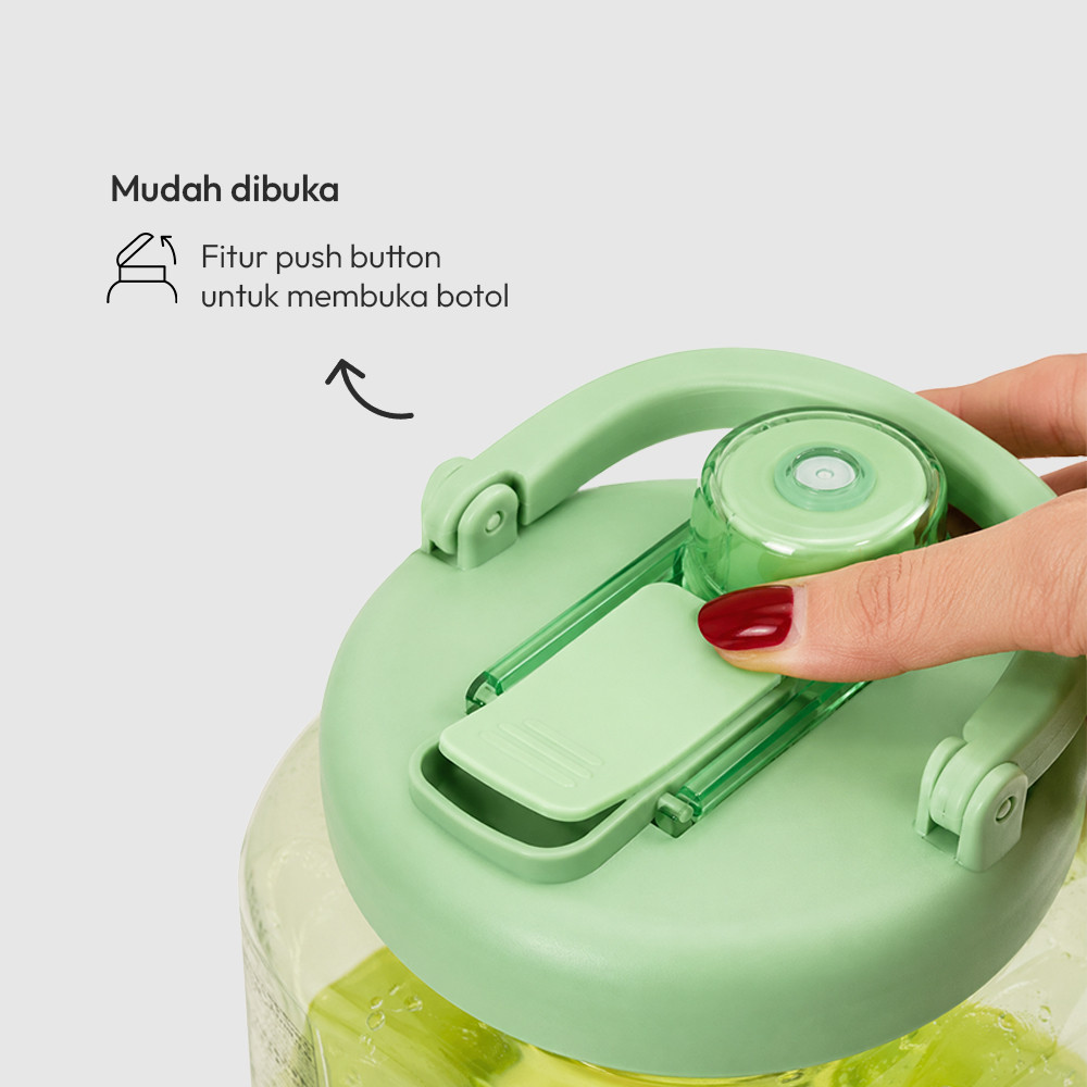 Ataru Botol Minum Tritan 2.5 Liter - Hijau Water Bottle BPA Free Drinkware Besar Wadah Hidrasi - Gambar 4