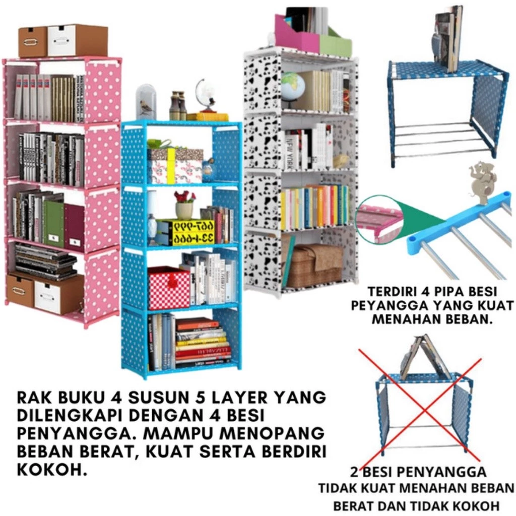 RAK BUKU JEON 4 SUSUN + TUTUP BELAKANG - Gambar 2