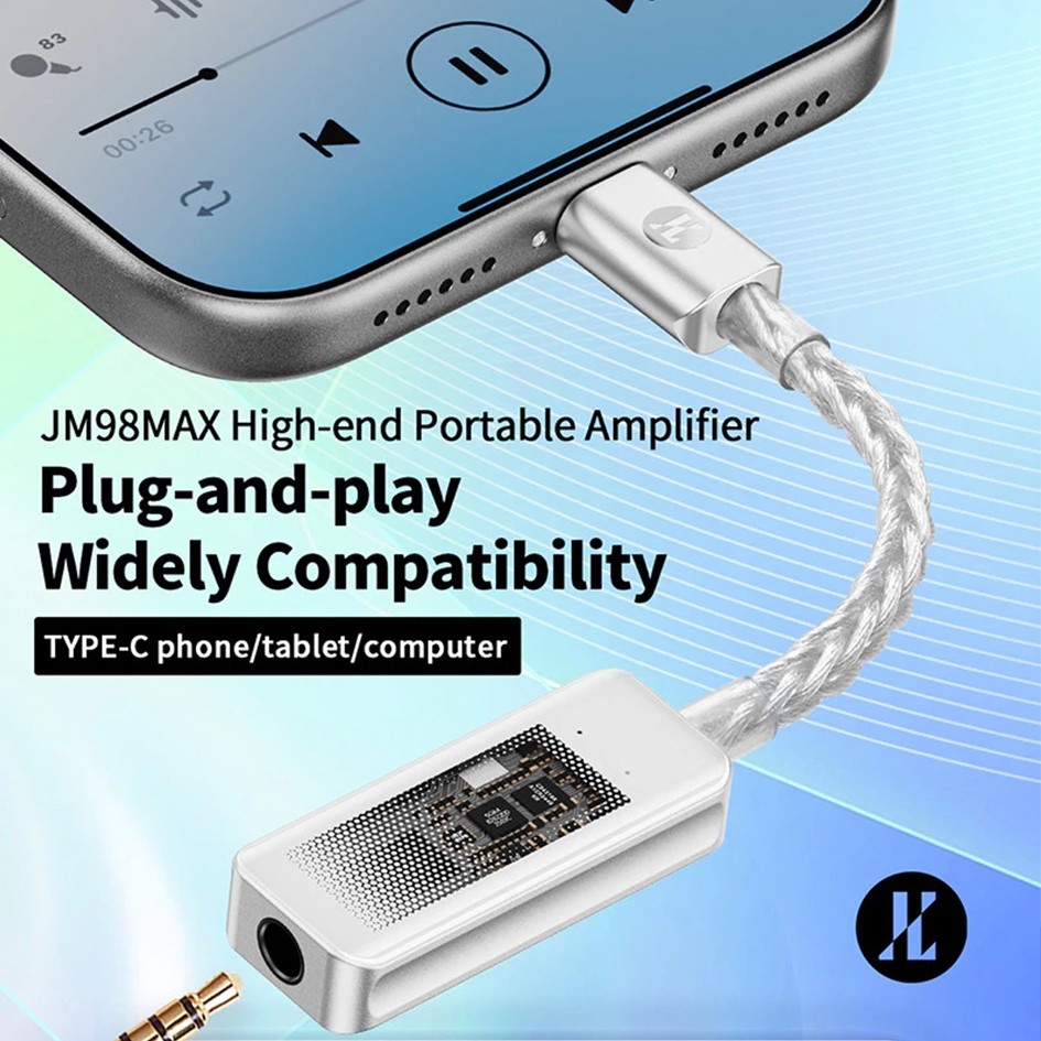 JCALLY JM98 / JM-98 MAX Dongle DAC CS43198 DAC Chip + SGM8262 OPAMP Chip Adapter Type C to 3.5mm Amplifier - Gambar 2