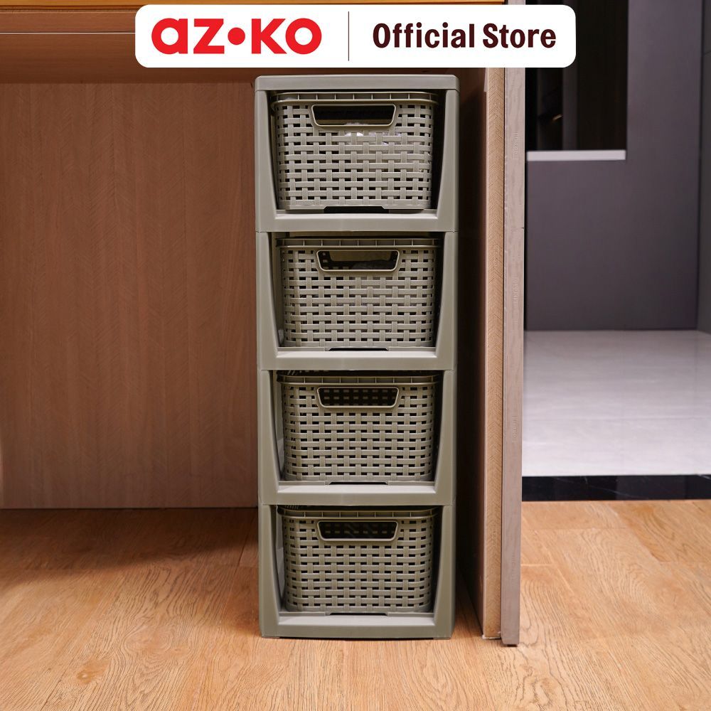 AZKO Stora Laci Penyimpanan Woven Cabinet Lemari Laci Dresser Storage Drawer Laci Baju Organizer Pakaian