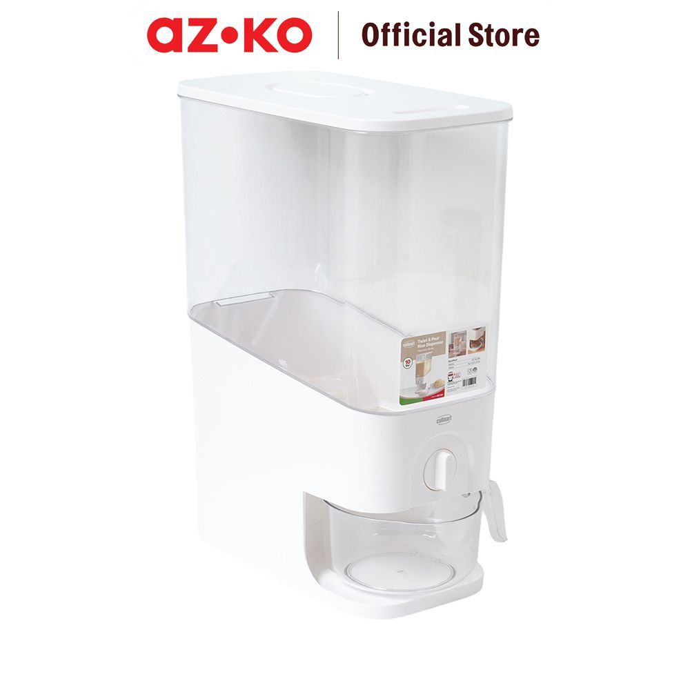 AZKO Culinart Tempat Beras Plastik Single Grid 12.5 Liter - Putih Bin Beras Storage Rice Kontainer Rice Keeper - Gambar 2