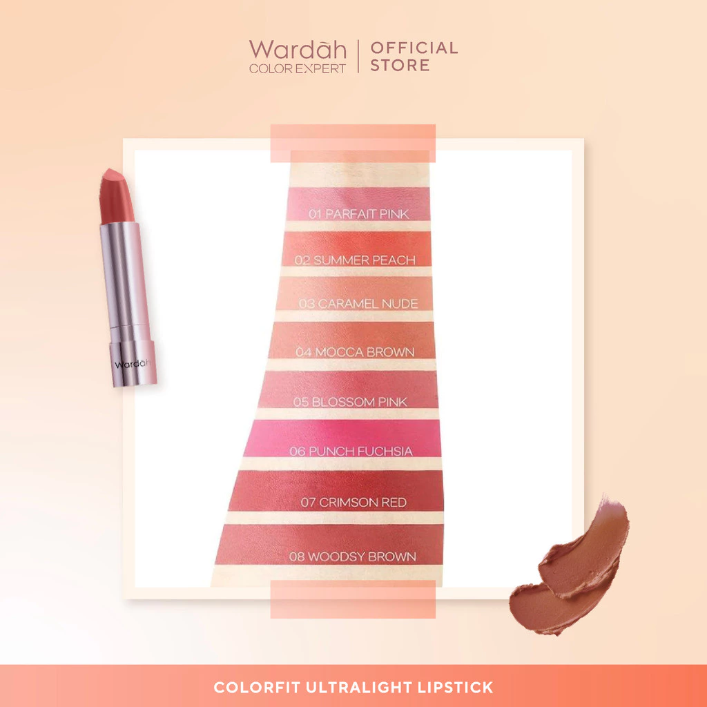 WARDAH Lipstik Colorfit Ultralight Matte Lipstick - Korean Limited Edition - Lipstik ala Korea - Lipstick Tahan Lama Hingga 8 Jam -Dilengkapi Vtamin E -Ringan dan Lembut di Bibir-Makeup-Lipstik Tahan Minyak 24 Jam-Lipstik Tasya-Lip Cream-Lip Matte-Makeup - Gambar 4