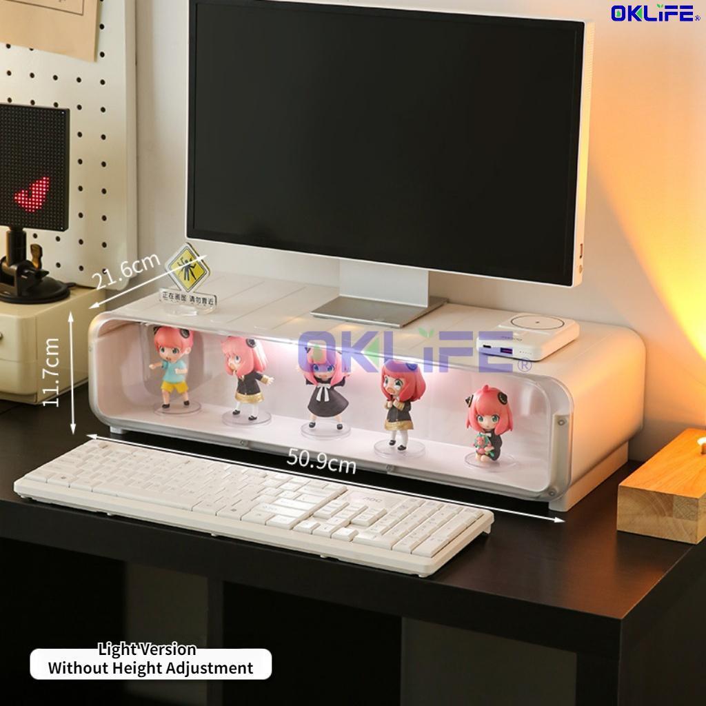 LED Light Monitor Stand With Transparent Blind Box Display Cabinet Multifunctional Desktop Storage Organizer view 11