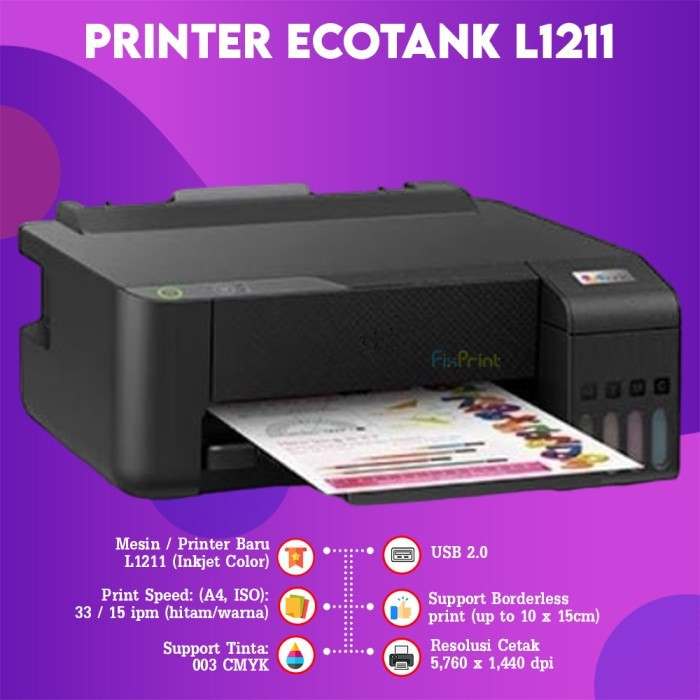 FixPrint Epson L3210 L3211 L3216 All in One Printer Pengganti Bergaransi resmi New / L121 Print Only L121 - Gambar 3