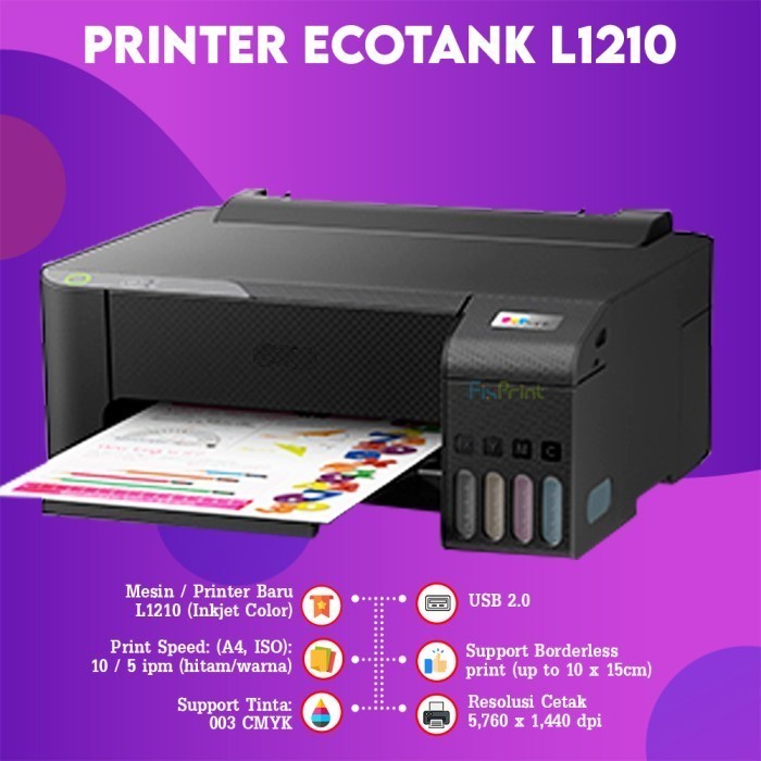 FixPrint Printer Epson L3210 L3211 Hitam All in One Warna Infus Modif Ink tank Pabrik RESMI / L121 L121 Print Only InkTank A4 - Gambar 2