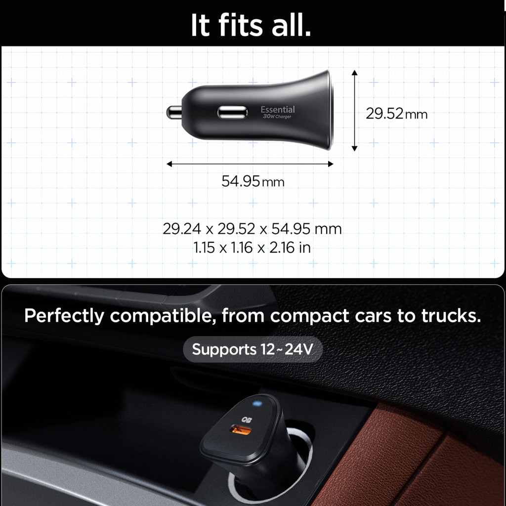 SPIGEN Car Charger Mobil 30W PD USB C Single Port Fast Charging Multi-Layer Safety Universal for iPhone Samsung - Gambar 4