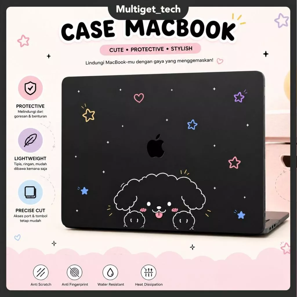 Case Clear Macbook Neo 13 Motif Cute Lucu Transparan Casing Macbook Air M2 M1 M4 Neo A3404 Pelindung Premium Anti Gores