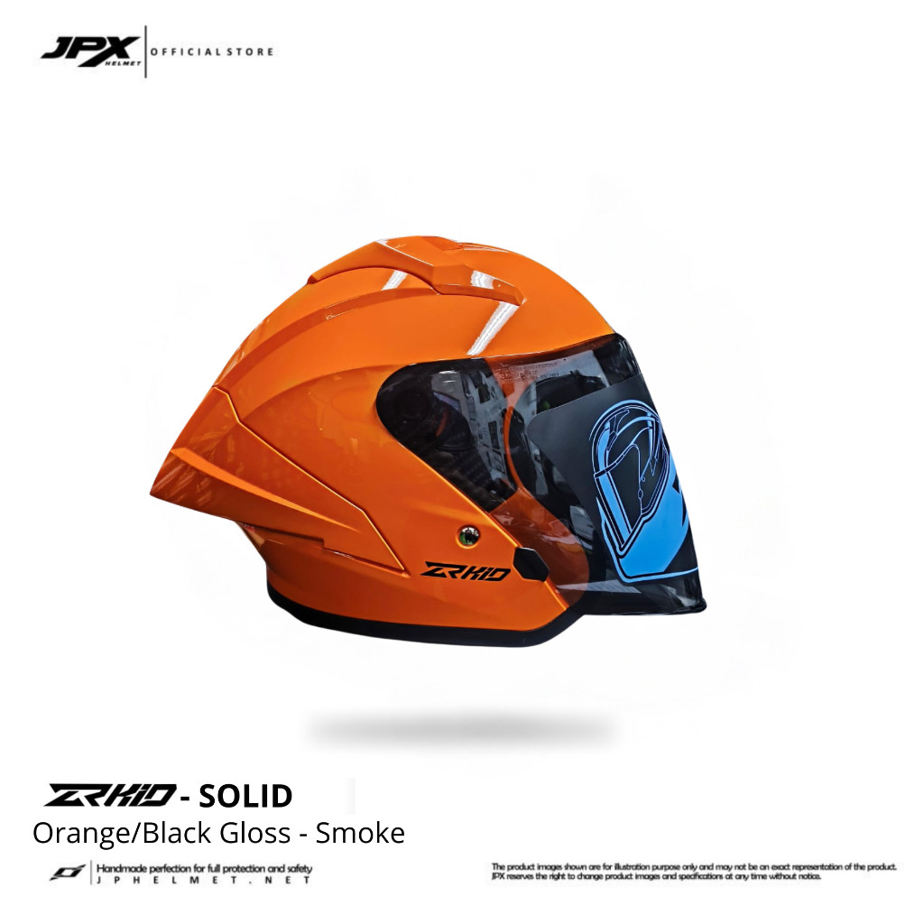 Helm Halfface JPR ZR Kidz Original Full ABS SNI - Orange/Black Gloss - Gambar 2