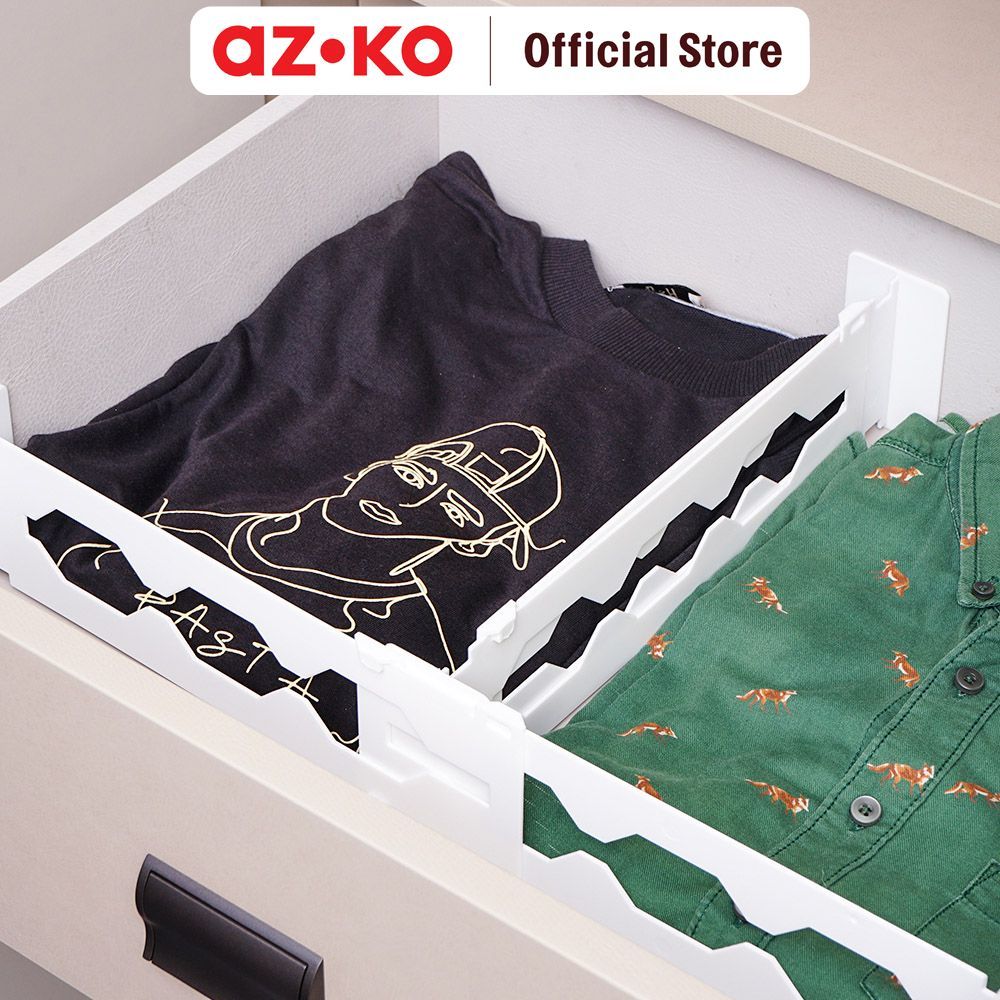 AZKO Stora Sekat Pembatas Laci Set 2 pcs - Putih Drawer Divider Sekat Laci Organizer Lemari Kompartemen Pakaian