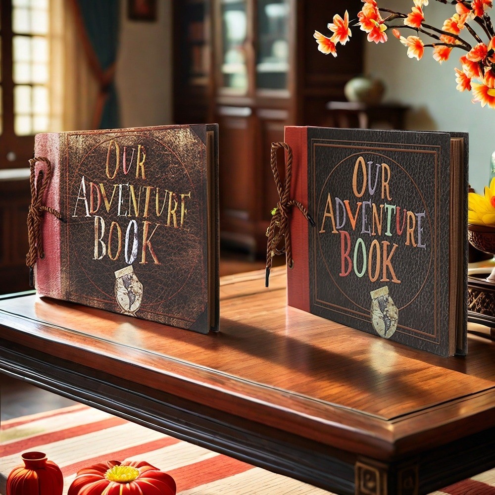 Vintage Adventure Scrapbook with Rope Binding – DIY 40-Page Kraft Paper ...