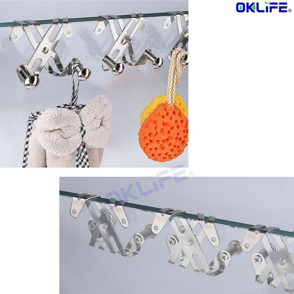 Black Silver Metal Glass Shelf Bracket X Shape Double Peg Adjustable Wall Mount Glass Clamp Support Holder view 5