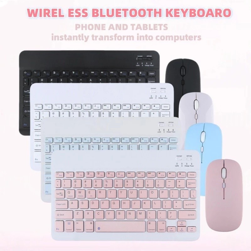 10 Inch Wireless Keyboard Bluetooth Keyboard And Mouse Set Portable ...