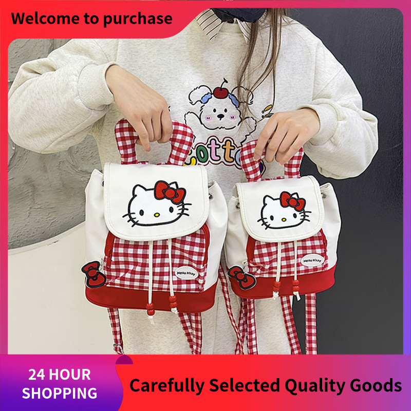 Hello Kitty Red Plaid Soft Mini Backpack 2025 | Shopee Singapore