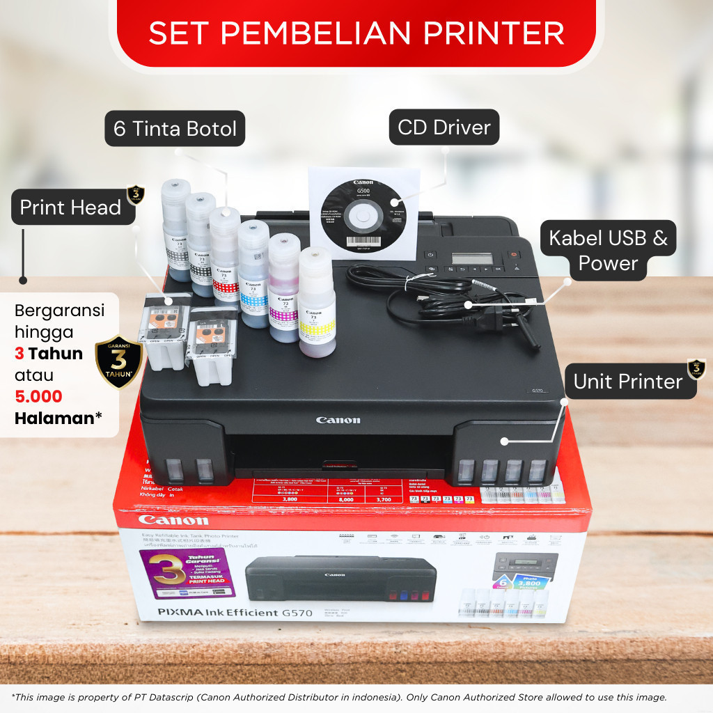 FixPrint Printer Photo Wifi Canon G570 - Ink Tank Cetak Foto 3800 Halaman 4R - 6 Warna Tinta - Garansi 3 Tahun - Photobooth Photobox Studio - Pengganti L800 L8050 SL D530 - Gambar 3