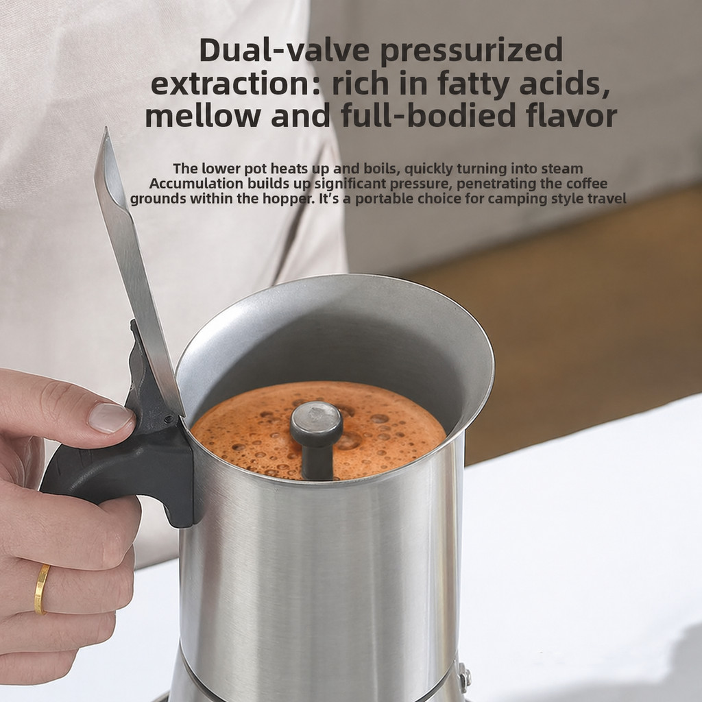 HSB Moka Pot Teko Kopi Espresso Coffee Maker Stovetop Dual Valve - Z60 - Gambar 2