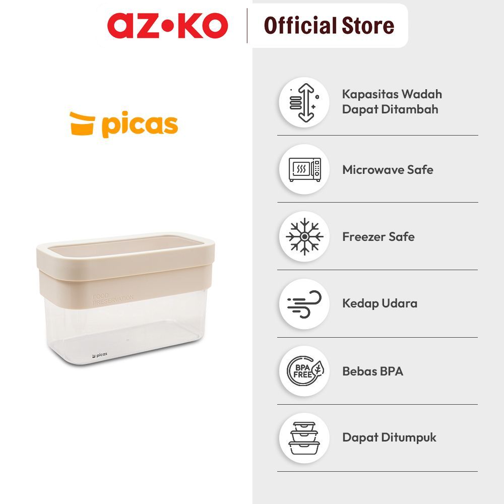 AZKO Picas Exta Stoples Plastik Transparan - Putih Toples Jar Food Container Setoples Wadah Penyimpanan Kedap Udara - Gambar 3