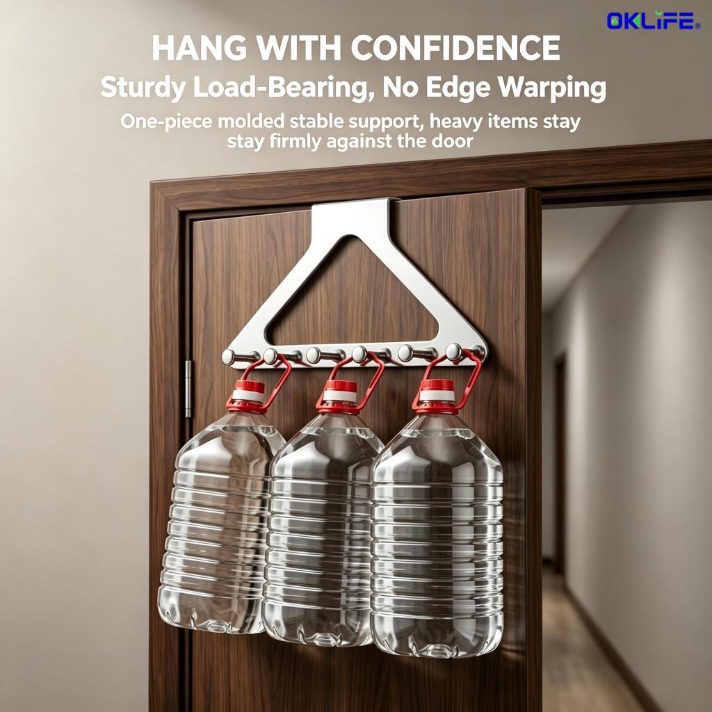 Metal Over The Door Hook Hanger Rack Multi‑Hook Door Back Storage Organizer for Clothes Bag Keys view 5