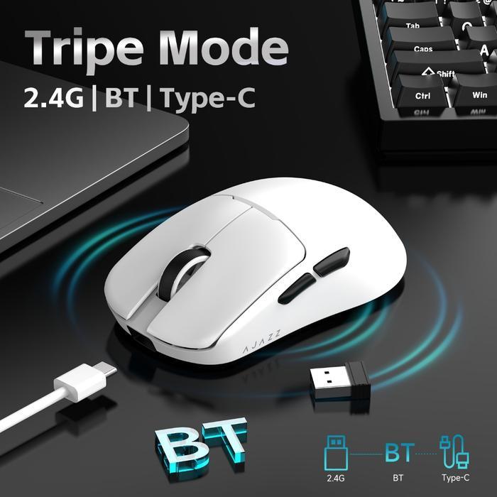 Ajazz AJ159 / AJ-159 V2 Gaming Mouse Wireless PAW3950 26000 DPI 56g Lightweight 2.4G Bluetooth USB Type-C - Gambar 3
