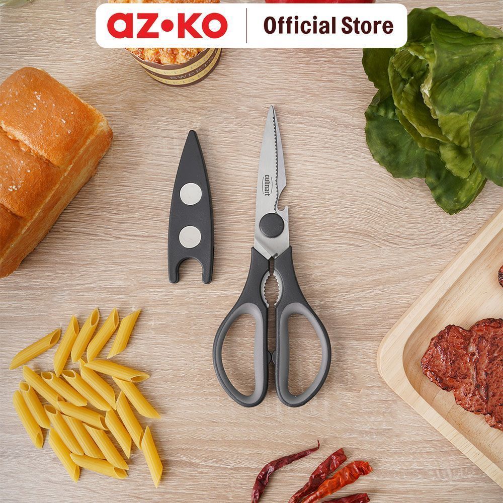 AZKO Culinart Gunting Dapur Dengan Cover Ap - Hitam Kitchen Shears Scissors Dapur Gunting Masak Pemotong Makanan - Gambar 4