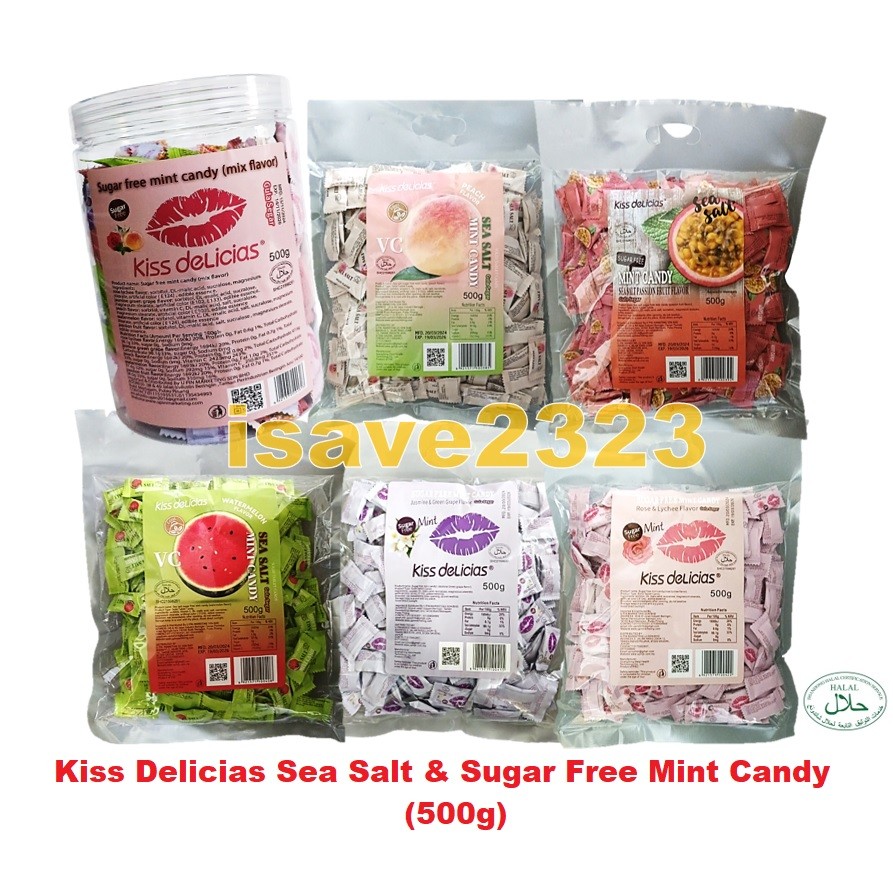 [HALAL] Kiss Delicias Sea Salt & Sugar Free Mint Candy (500g) - 6 ...