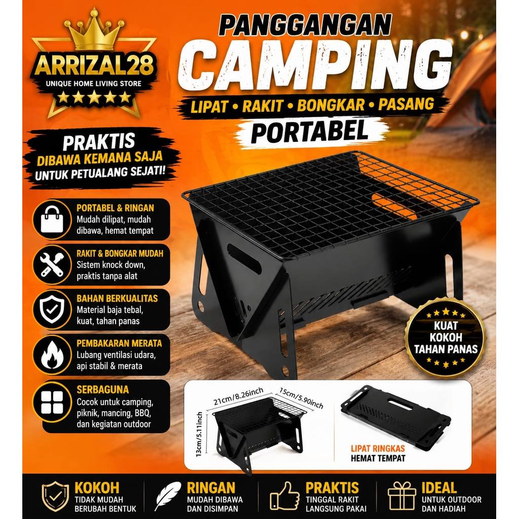 AFL PANGGANGAN CAMPING LIPAT RAKIT BONGKAR PASANG PORTABEL