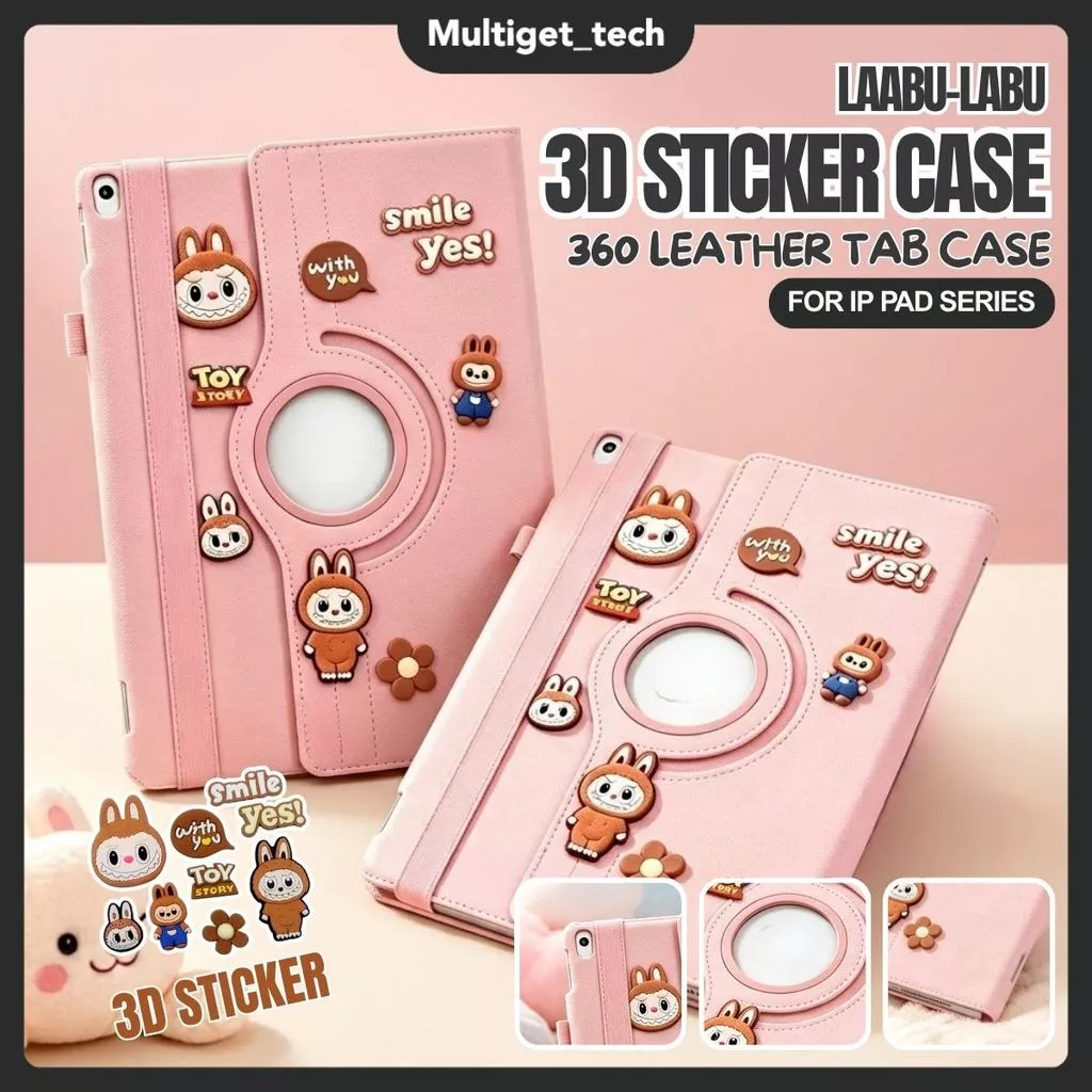 Leather Case Tablet 360° Samsung A11+ 11" S6Lite 10.4" A8 10.5" A9 8.7" A7LITE 8.7" Cute Character Series 3D Labu bu Flip Cover Rotary