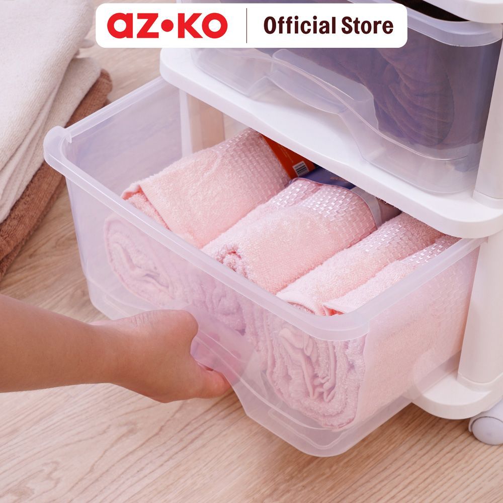 AZKO Stora Laci Penyimpanan 4 Tingkat Dengan Roda - Putih Chest Drawer Lemari Laci Storage Cabinet Organizer Kamar - Gambar 4