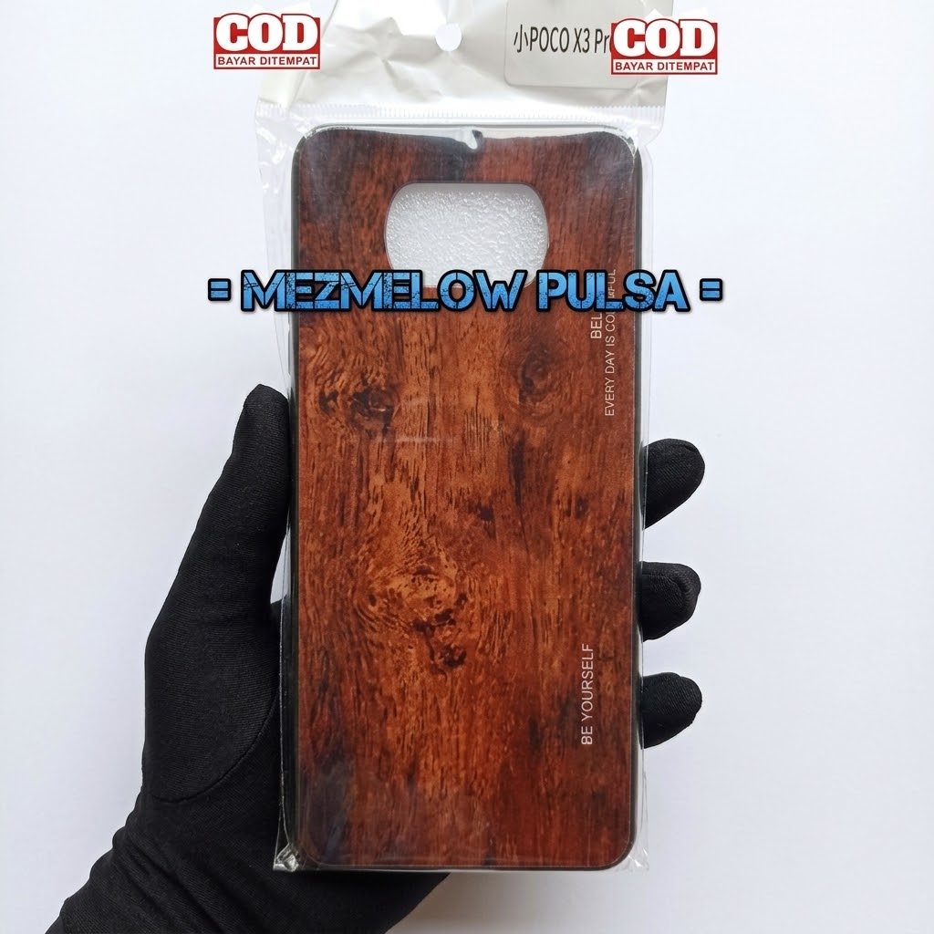 Hard Case Casing Wood Grain Glass Motif Kayu Caseng XIAOMI POCO X3 NFC / POCO X3 PRO