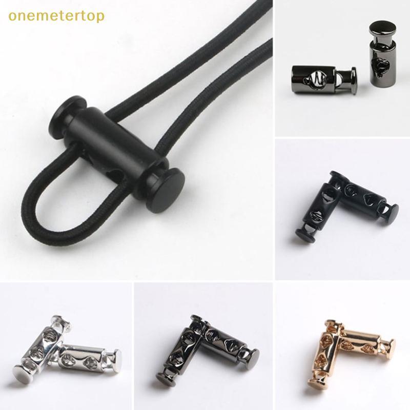 Onemetertop 10pcs Metal Black Cord Lock Spring Clasp Stopper Two Holes ...