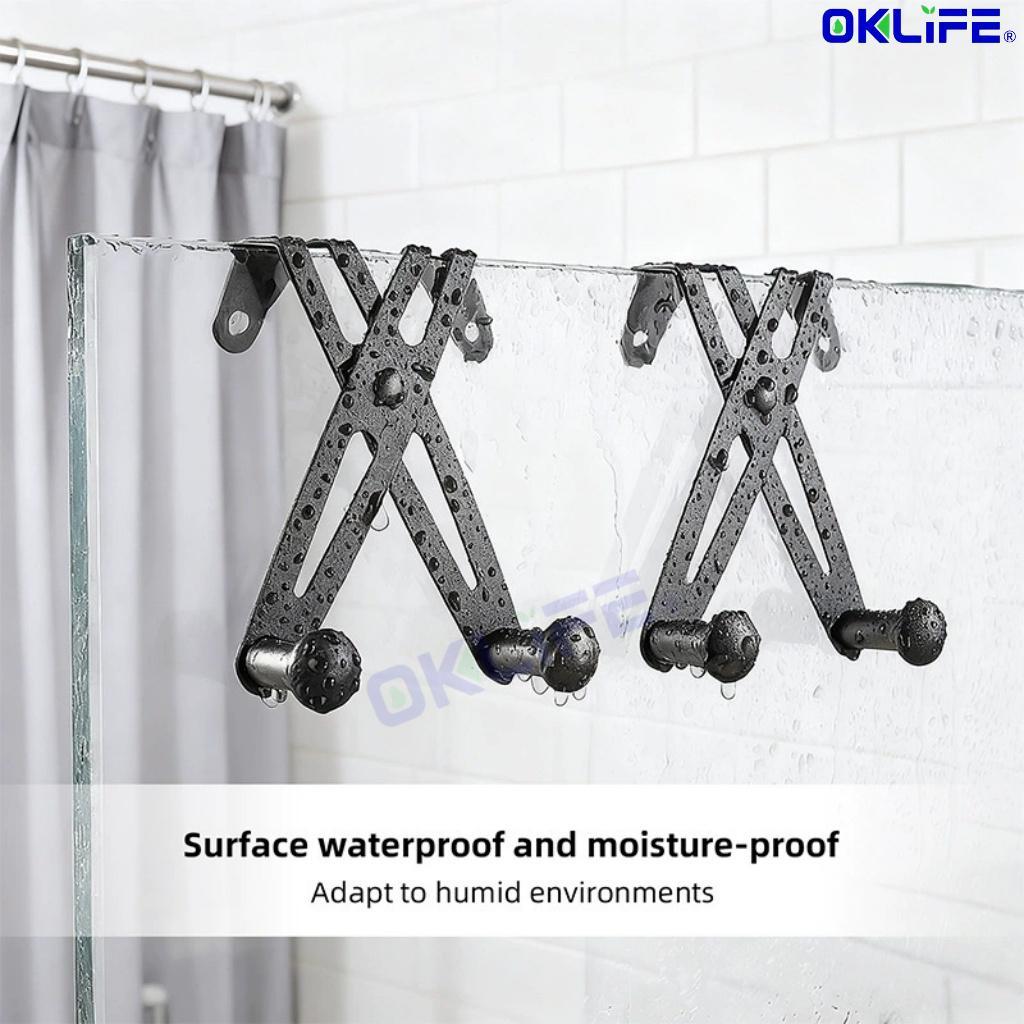 Black Silver Metal Glass Shelf Bracket X Shape Double Peg Adjustable Wall Mount Glass Clamp Support Holder view 7
