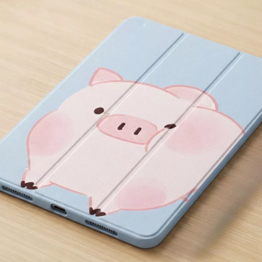 Flip Matte Cute Redmi Pad 2 11" Mi Pad 7 6 5 / Pad SE / 10.61 Motif Peeky Pig Casing Smart Cover Trifold Magnetic - Gambar 2