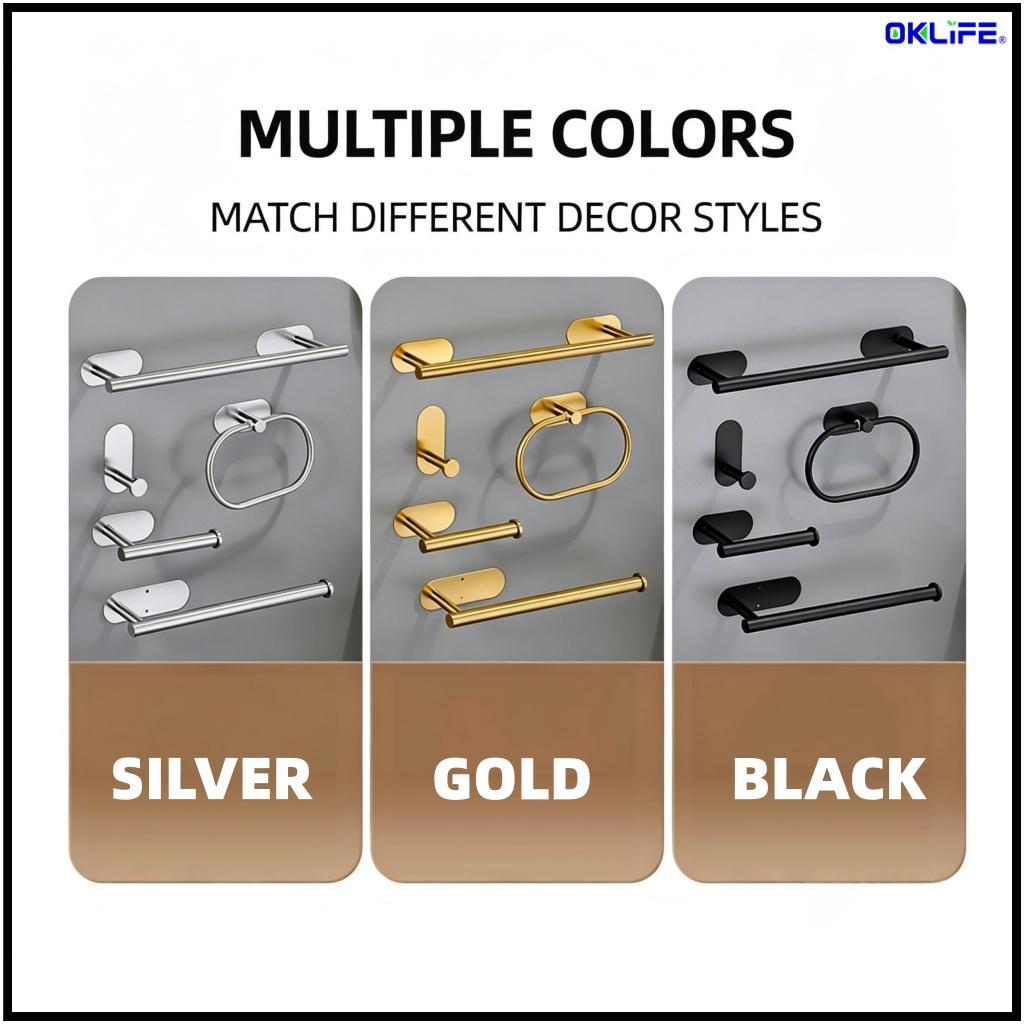 Self‑Adhesive Bathroom Hardware No Drill Towel Bar Paper Holder Towel Ring Hook Home Bathroom Supply view 9