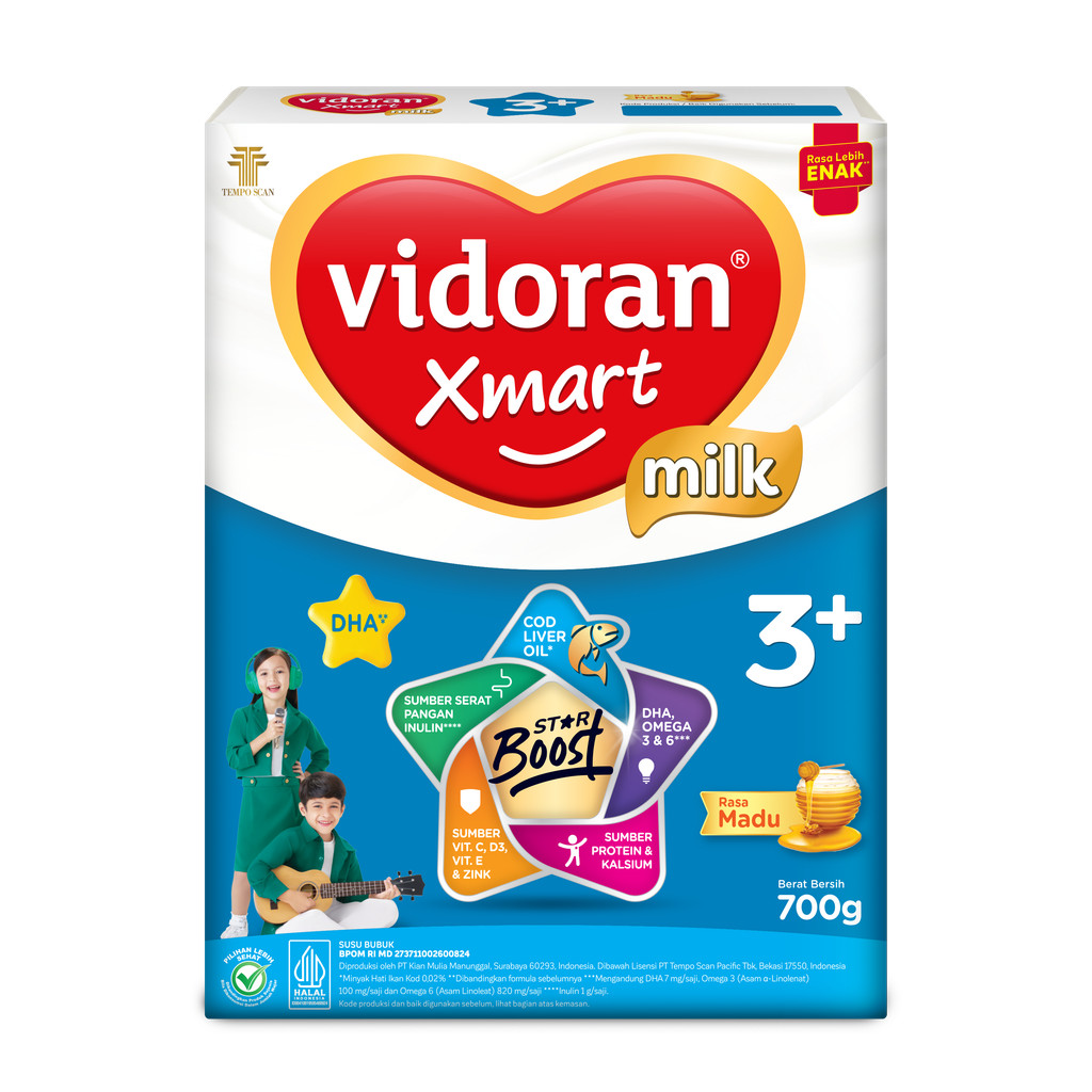 Vidoran Xmart 3+ 700g Madu + Vidoran Xmart 3+ 325g Madu - Gambar 4