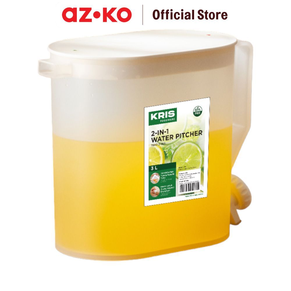 AZKO Culinart 3 Liter Teko Minum Dengan Crane Plastik - Putih Water Jug Pitcher Air Carafe Minum Jug Rumah