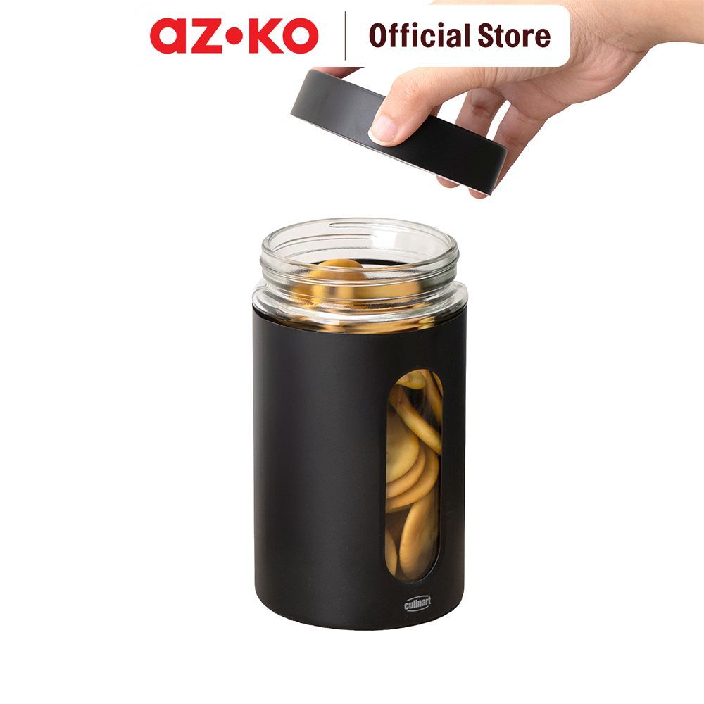 AZKO Culinart Cany Stoples Kaca 950 ml - Hitam Toples Jar Food Container Setoples Wadah Penyimpanan Kedap Udara - Gambar 3