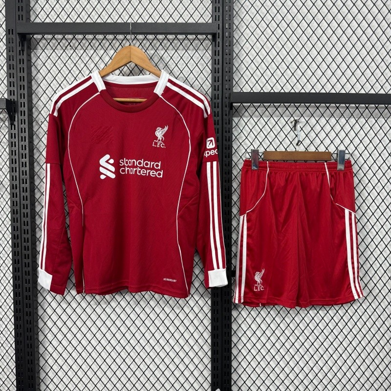Liverpool Children's Sets 2025/26 Home Kit Long Sleeve Football Jersey ...