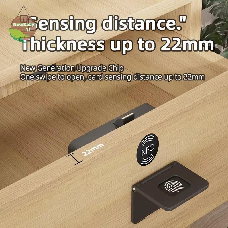 NBBY Smart Wood Door Lock Invisible Electronic Lock RFID Card NFC ...