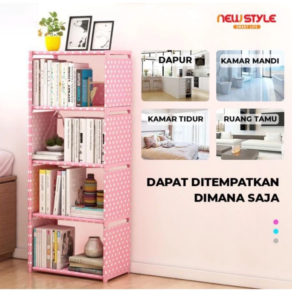RAK BUKU JEON 4 SUSUN + TUTUP BELAKANG - Gambar 4