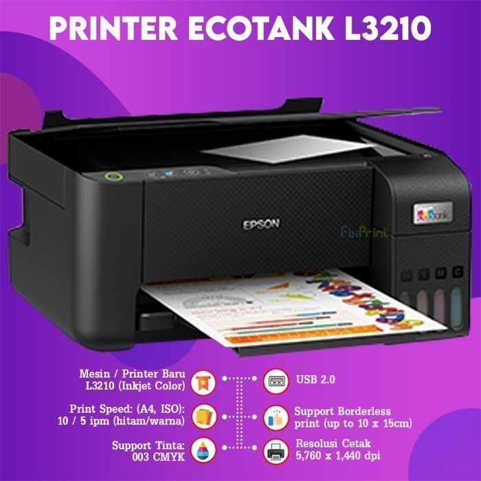FixPrint Printer Epson EcoTank L3210 L3211 All In One / / Scanner Flatbed Perfection V39II / L121 Print Only A4 New Original Ink Tank 664 Pengganti