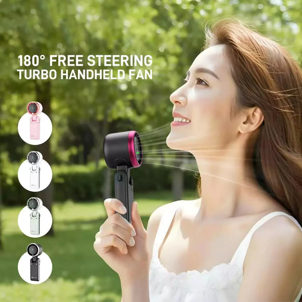 Kipas Angin Portable Strong Wind 100 Gear Speed Tampilan Digital LED Strong Wind pendinginan Foldable Neck Hanging - Gambar 3