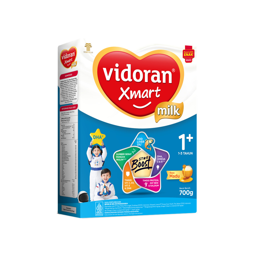 Vidoran Xmart 1+ 700g Madu + Vidoran Xmart 1+ 325g Madu - Gambar 3