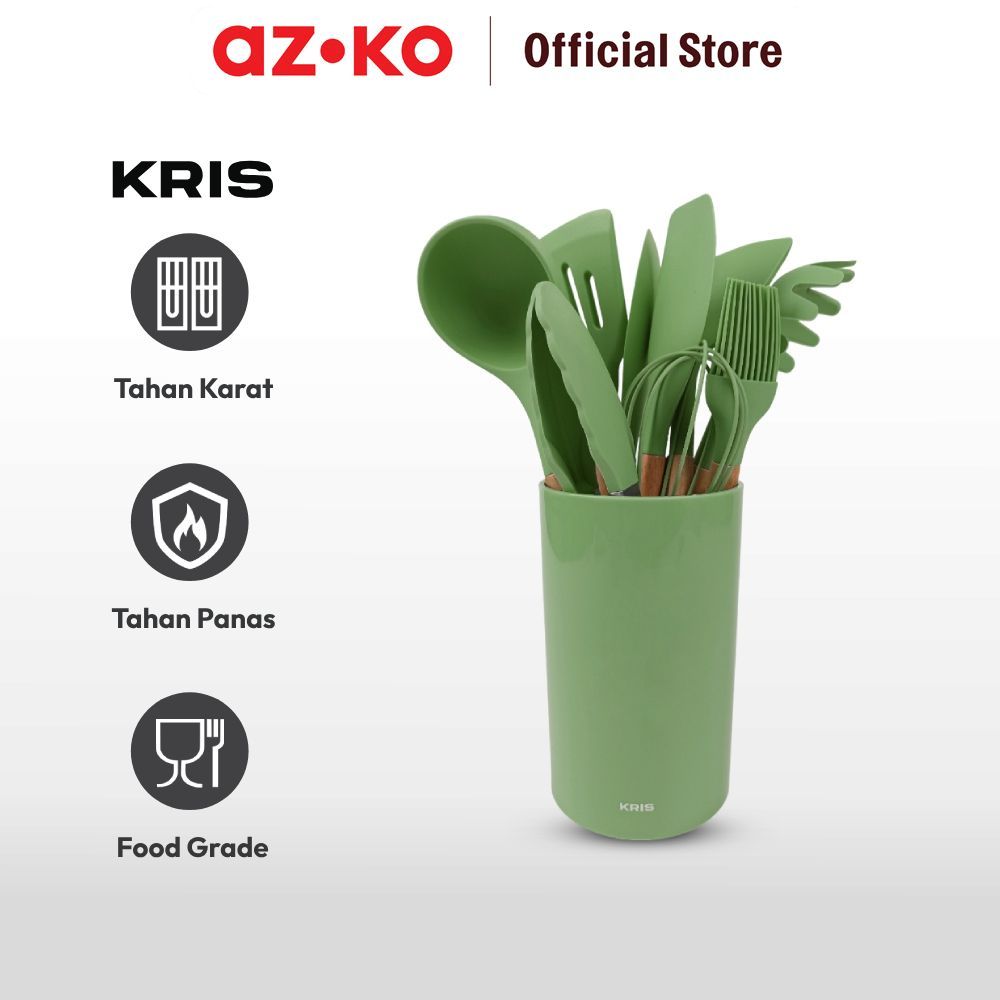 AZKO Culinart Set 10 pcs Peralatan Masak Dengan Holder - Hijau Avocado Cookware Set Paket Dapur Alat Masak Kitchen Set - Gambar 3