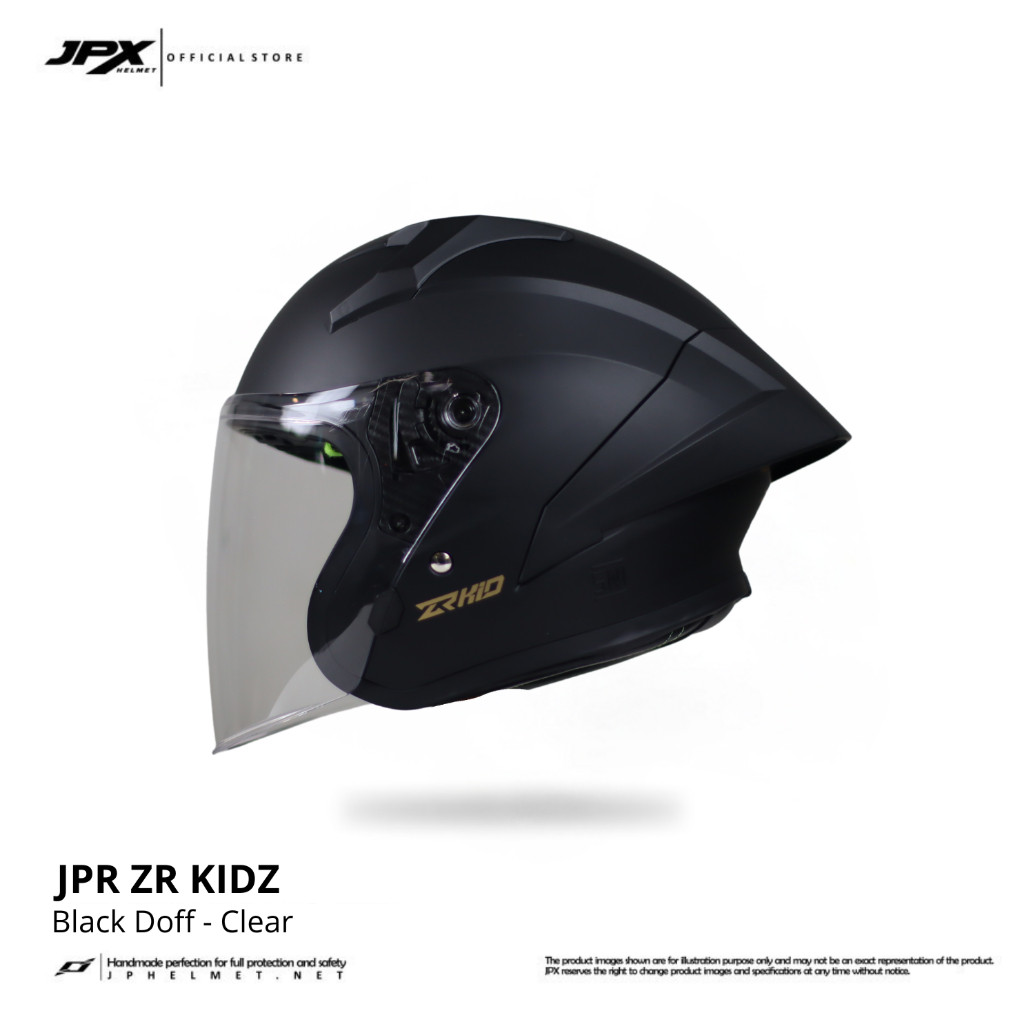 Helm Halfface JPR ZR Kidz Original Full ABS SNI - Black Doff