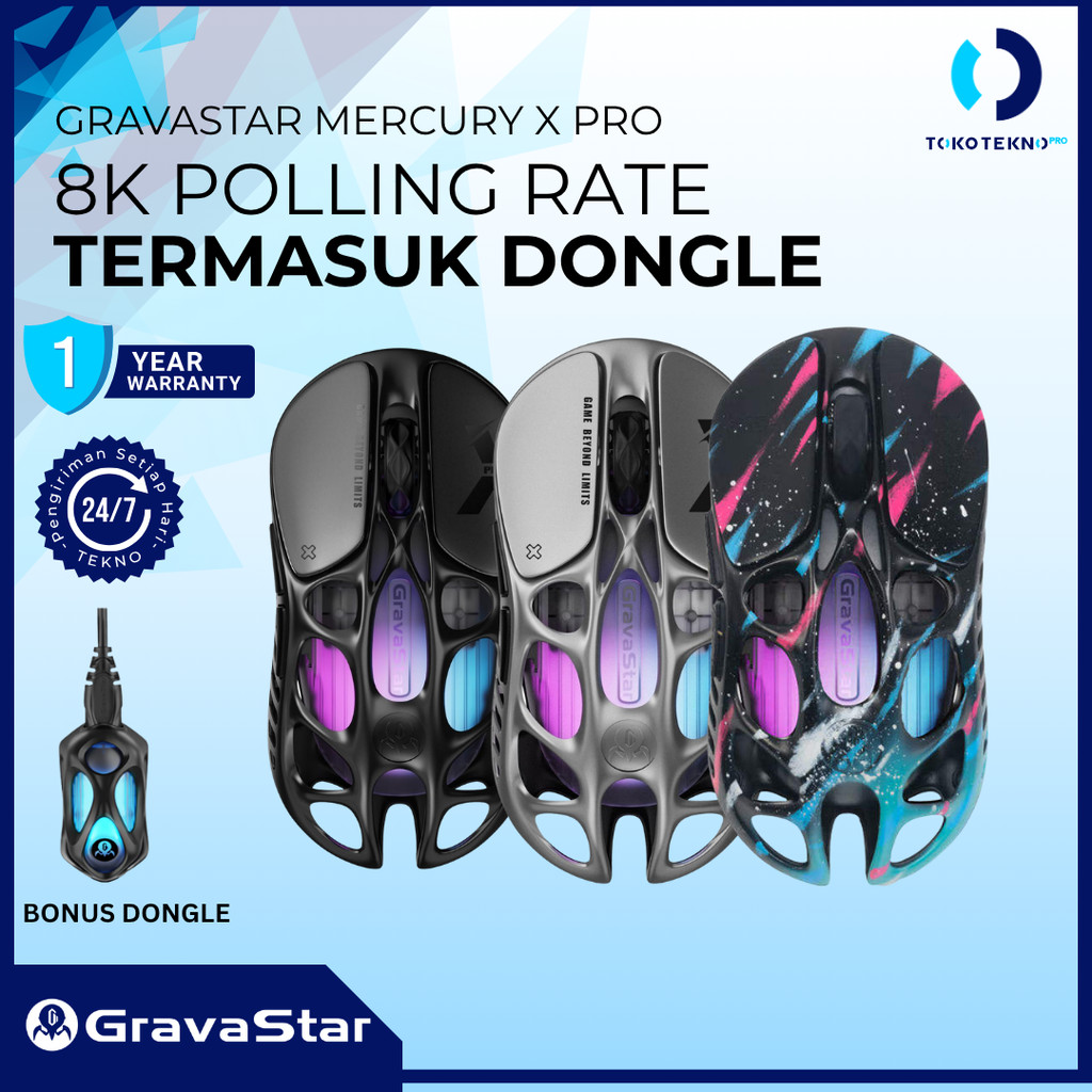 Mercury X Pro 8KHz Wireless Gaming Mouse PAW 3950 Sensor RGB Lighting