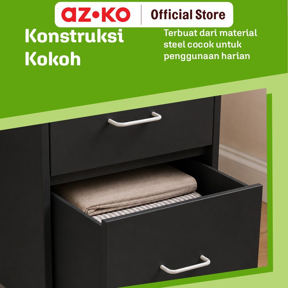 AZKO Stora Studia Laci Penyimpanan 5 Tingkat - Hitam Desk Drawer Organizer Tempat Alat Tulis Mini ge Laci Meja Kerja - Gambar 3
