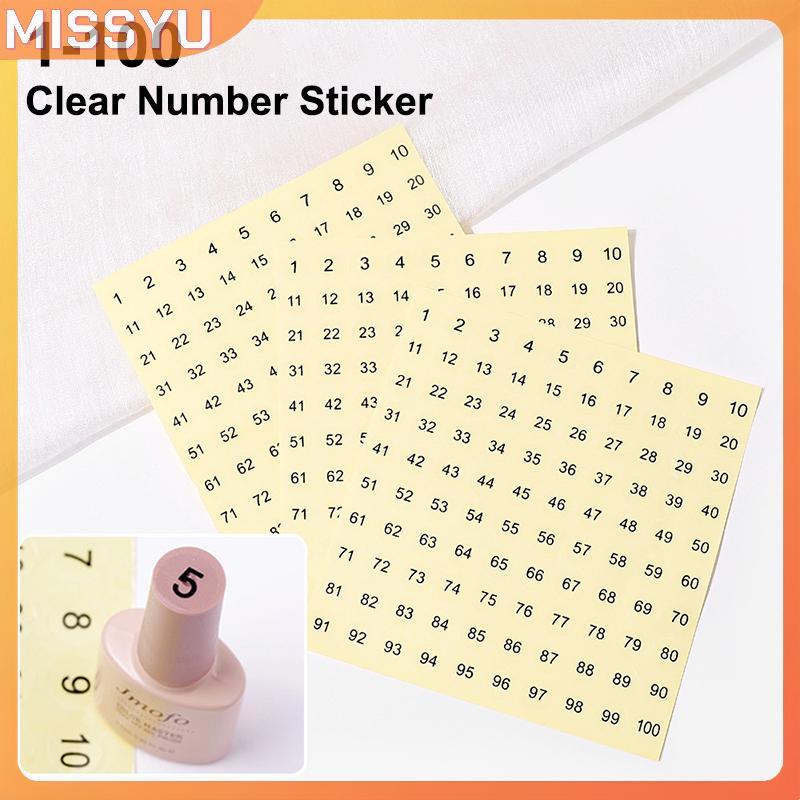 MISSYU 3Sheets 1-100 Clear Number Sticker Label For Nail Polish Color ...