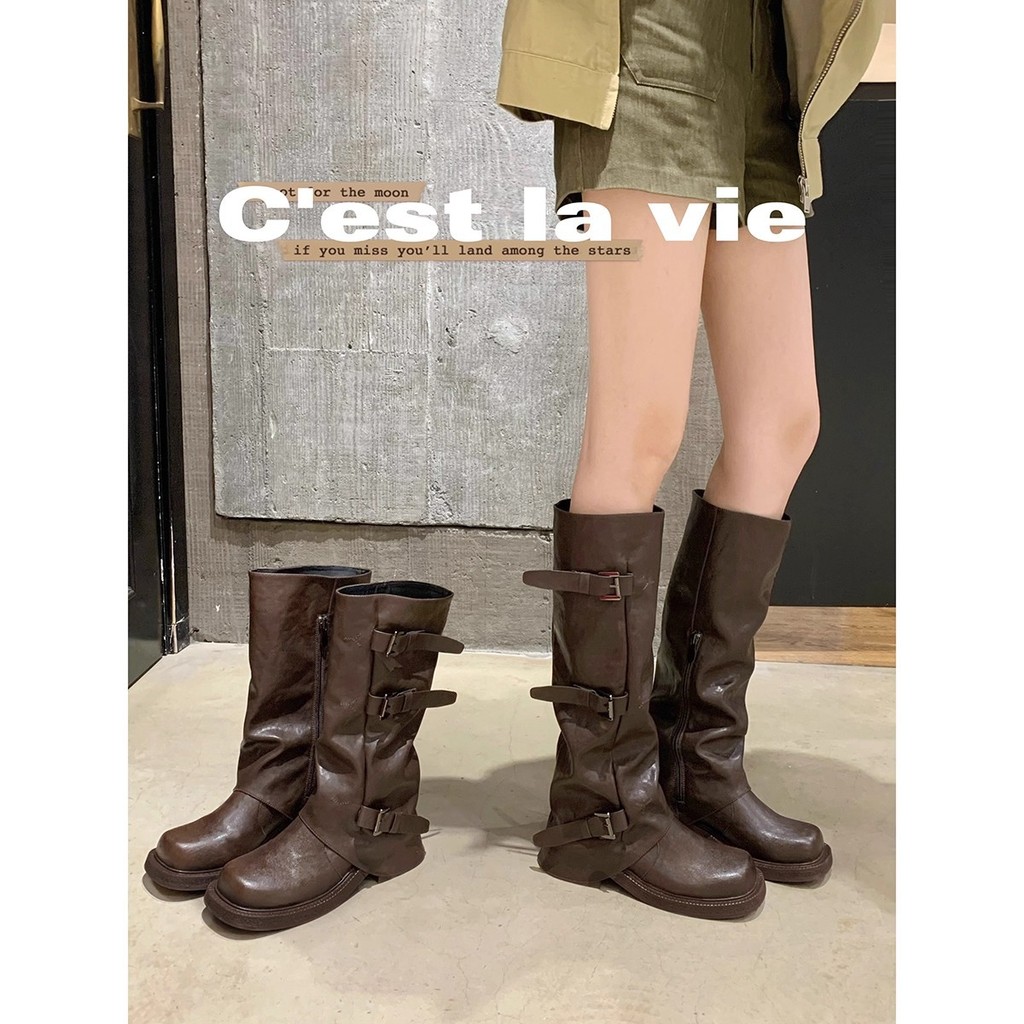 Cowhide Leather Women's Boots - Square/Round Toe Thick Heel with ...